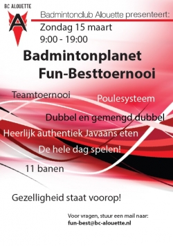 Badmintonplanet Fun-Best toernooi 2015 geopend